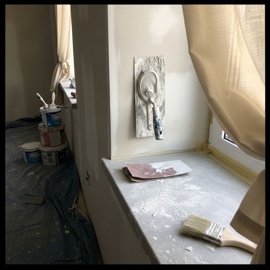 Finition d'un mur fraîchement peint